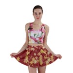 Gold and Tuscan Red Floral Print Mini Skirt