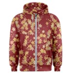 Gold and Tuscan Red Floral Print Men s Zipper Hoodie