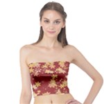 Gold and Tuscan Red Floral Print Tube Top