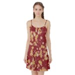Gold and Tuscan Red Floral Print Satin Night Slip