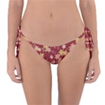 Gold and Tuscan Red Floral Print Reversible Bikini Bottom