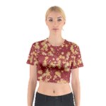 Gold and Tuscan Red Floral Print Cotton Crop Top