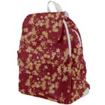 Gold and Tuscan Red Floral Print Top Flap Backpack
