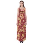 Gold and Tuscan Red Floral Print Empire Waist Maxi Dress