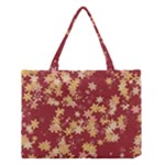 Gold and Tuscan Red Floral Print Medium Tote Bag