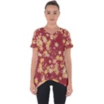 Gold and Tuscan Red Floral Print Cut Out Side Drop Tee