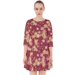 Gold and Tuscan Red Floral Print Smock Dress