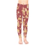 Gold and Tuscan Red Floral Print Kids  Leggings