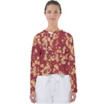 Gold and Tuscan Red Floral Print Women s Slouchy Sweat