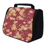 Gold and Tuscan Red Floral Print Full Print Travel Pouch (Small)