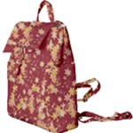 Gold and Tuscan Red Floral Print Buckle Everyday Backpack