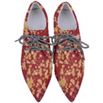 Gold and Tuscan Red Floral Print Pointed Oxford Shoes