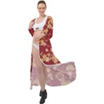 Gold and Tuscan Red Floral Print Maxi Chiffon Beach Wrap