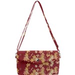 Gold and Tuscan Red Floral Print Removable Strap Clutch Bag