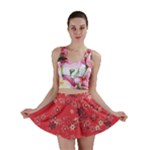 Red Wildflower Floral Print Mini Skirt