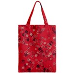 Red Wildflower Floral Print Zipper Classic Tote Bag