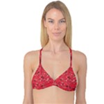 Red Wildflower Floral Print Reversible Tri Bikini Top