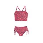 Red Wildflower Floral Print Girls  Tankini Swimsuit