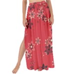 Red Wildflower Floral Print Maxi Chiffon Tie-Up Sarong