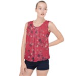 Red Wildflower Floral Print Bubble Hem Chiffon Tank Top