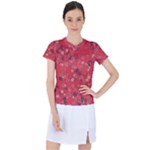 Red Wildflower Floral Print Women s Sports Top