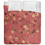 Gold and Rust Floral Print Duvet Cover Double Side (California King Size)