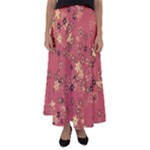 Gold and Rust Floral Print Flared Maxi Skirt