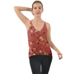Gold and Rust Floral Print Chiffon Cami