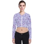 Pastel Purple Floral Pattern Long Sleeve Zip Up Bomber Jacket