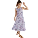 Pastel Purple Floral Pattern Summer Maxi Dress