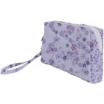 Pastel Purple Floral Pattern Wristlet Pouch Bag (Small)