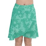 Biscay Green Floral Print Chiffon Wrap Front Skirt