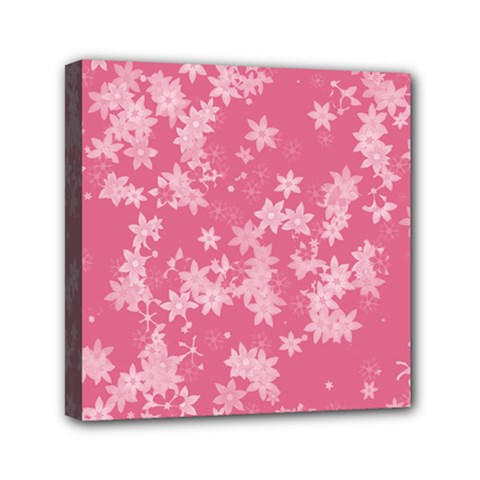 Blush Pink Floral Print Mini Canvas 6  x 6  (Stretched) from ArtsNow.com