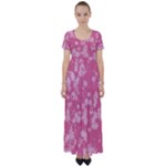 Blush Pink Floral Print High Waist Short Sleeve Maxi Dress