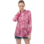 Blush Pink Floral Print Long Sleeve Satin Shirt