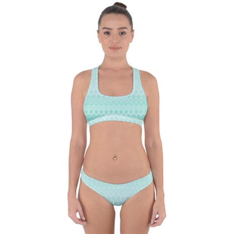 Biscay Green Floral Print Cross Back Hipster Bikini Set from ArtsNow.com