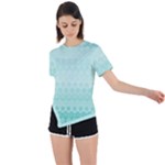 Biscay Green Floral Print Asymmetrical Short Sleeve Sports Tee