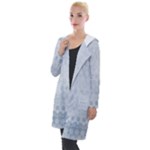 Faded Blue Floral Print Hooded Pocket Cardigan