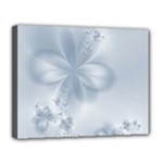 Faded Blue Floral Print Canvas 14  x 11  (Stretched)