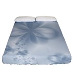 Faded Blue Floral Print Fitted Sheet (Queen Size)