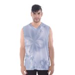 Faded Blue Floral Print Men s Basketball Tank Top