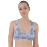 Faded Blue Floral Print Sweetheart Sports Bra