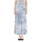 Faded Blue Floral Print Full Length Maxi Skirt