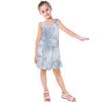 Faded Blue Floral Print Kids  Sleeveless Dress