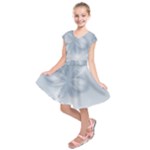 Faded Blue Floral Print Kids  Short Sleeve Dress