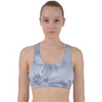 Faded Blue Floral Print Back Weave Sports Bra