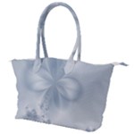 Faded Blue Floral Print Canvas Shoulder Bag