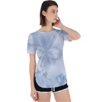 Faded Blue Floral Print Perpetual Short Sleeve T-Shirt