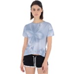 Faded Blue Floral Print Open Back Sport Tee