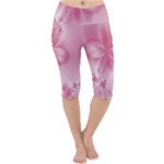 Blush Pink Floral Print Lightweight Velour Cropped Yoga Leggings